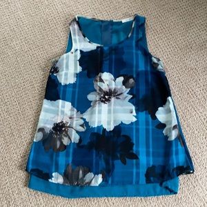 Dressy tank top with blues and grey’s